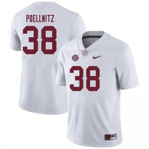 NCAA Men's Alabama Crimson Tide #38 Eric Poellnitz Stitched College 2019 Nike Authentic White Football Jersey DW17G13AN